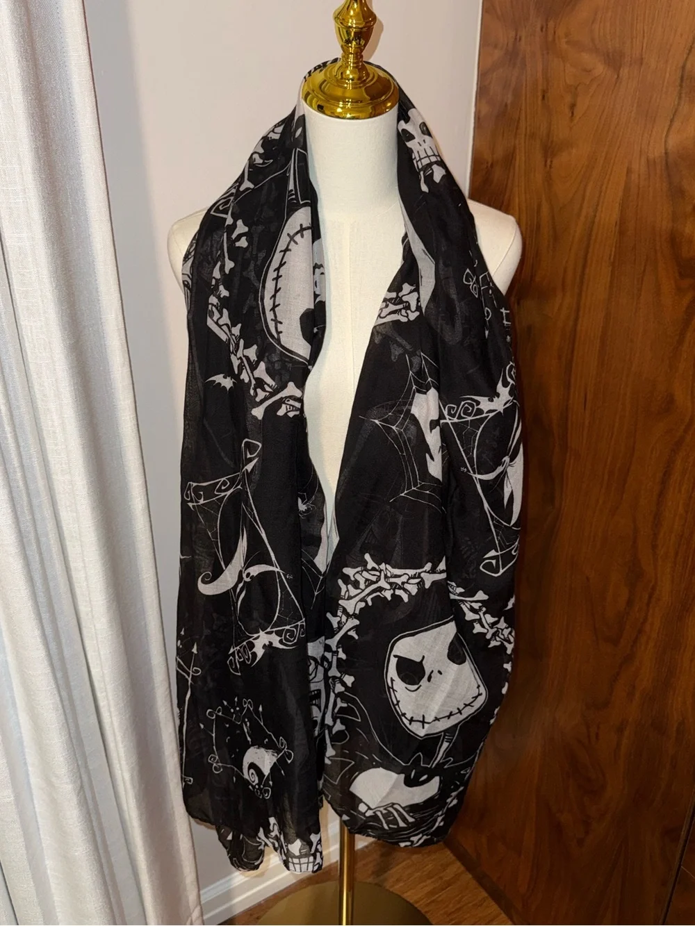 2 NBC Scarves Disney Loungefly Nightmare Before Christmas Jack Skellington Sally